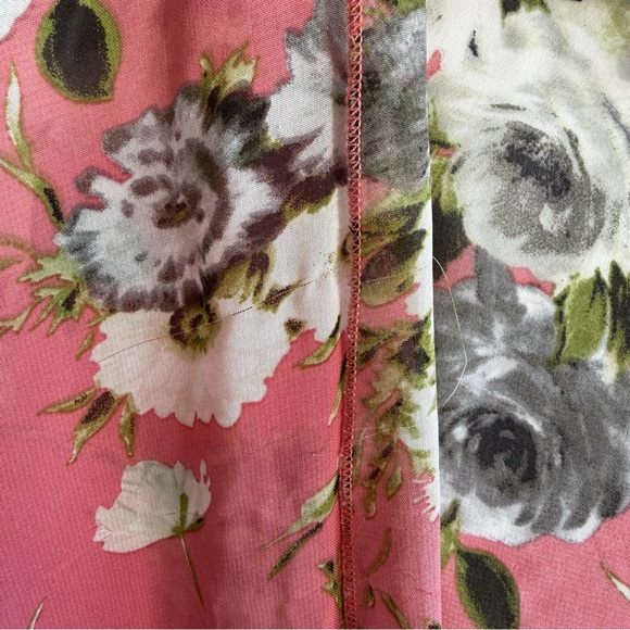 KAII Floral Open Front Kimono Coral Pink Size Large Short Sleeve Duster - Picture 3 of 8